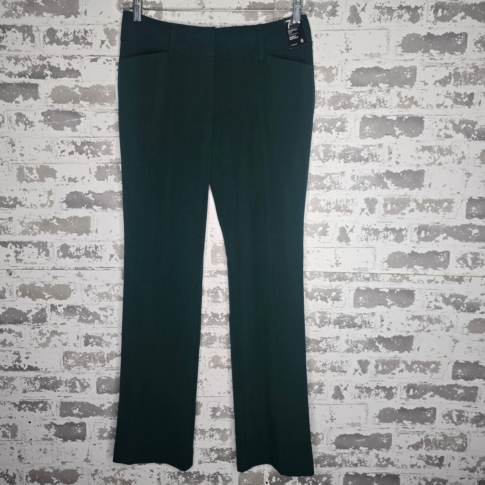 New York &‎ Company 7th Ave Barely Bootcut Dress Pants Green Modern Fit Sz 6 NWT